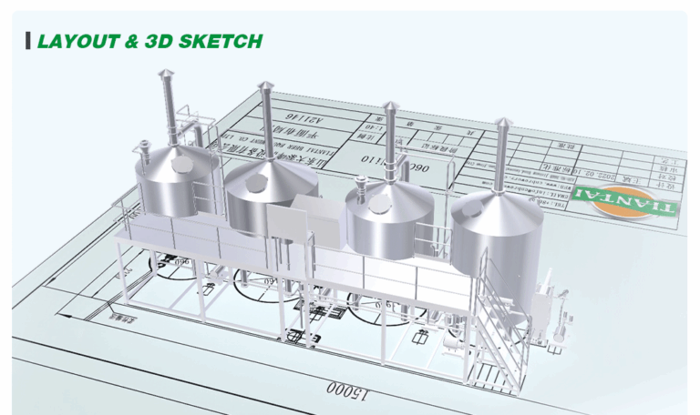 04 tiantai 3-vessel brewhouse layout