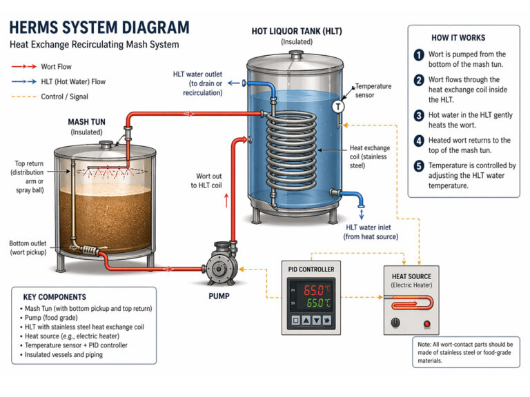 Herms system in beer brewing